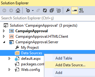 add OData service as data source in Visual Studio 2013 project