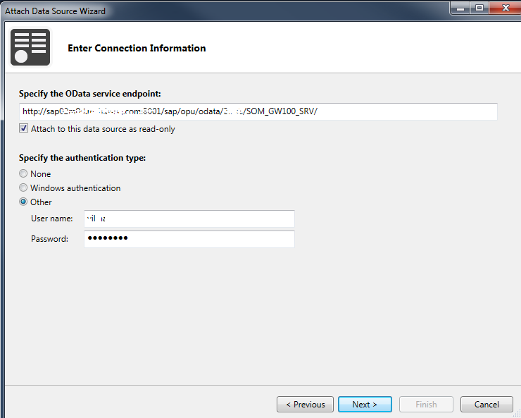 add OData service from SAP in Visual Studio 2013 LightSwitch project