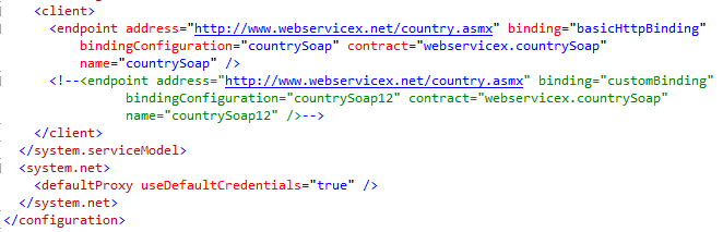 Visual Studio App.config update for defaultProxy