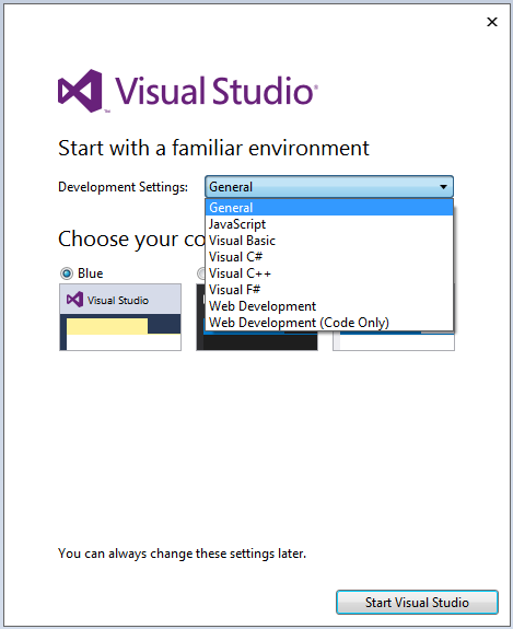 Visual Studio 2015 IDE development settings