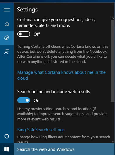 Windows 10 Cortana after region and language selection is done