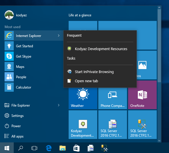 improved Windows 10 Programs and Start menu