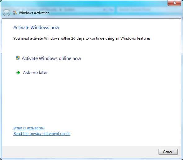 activating windows 7 online