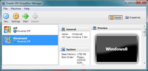 Oracle VirtualBox virtual machines list Oracle VirtualBox virtual machines list