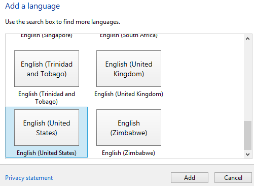 add United States English as Windows 8 system language