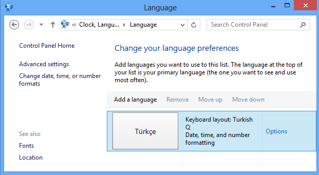 change language preferences using Windows 8 Control Panel