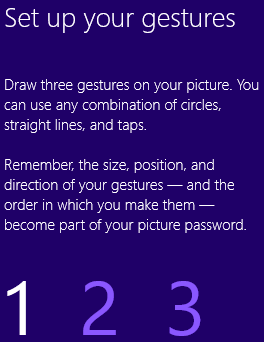 Setup gestures for Windows 8 password photo