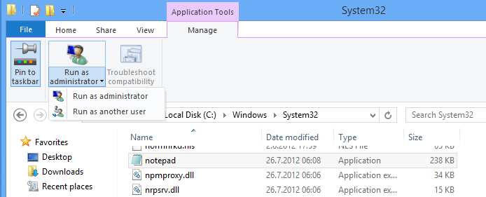 Windows 8 File Explorer Application Tools
