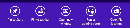 Windows 8 Search charm context menu