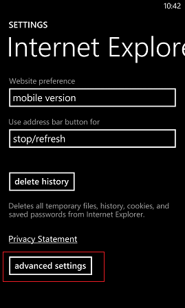 Windows Phone 8 Internet Explorer