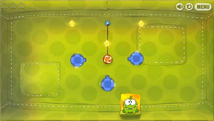 tap air cushions to feed Om Nom in level 10 puzzle