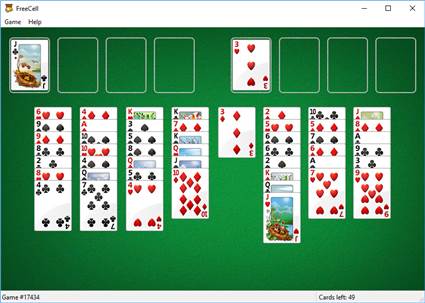 Play FreeCell game on Windows 10