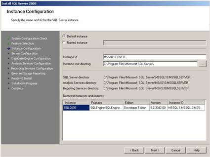 SQL Server 2008 instance configuration where SQL2005 exists