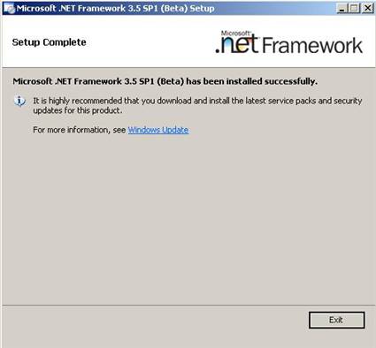 Microsoft .NET Framework 3.5 SP1 Installation