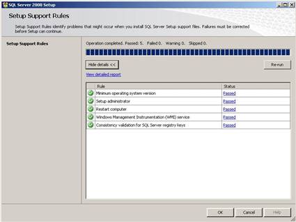 MS SQL2008 Setup Support Rules