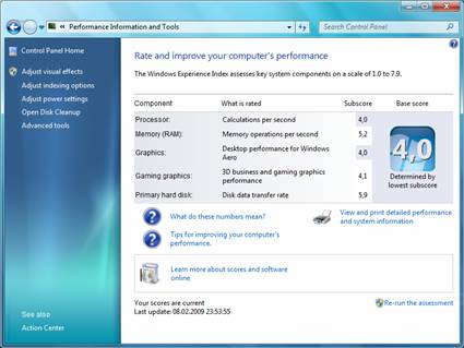 Windows 7 - Windows Experience Index