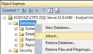 Attach database Adventureworks as sample database in SQL Server 2012