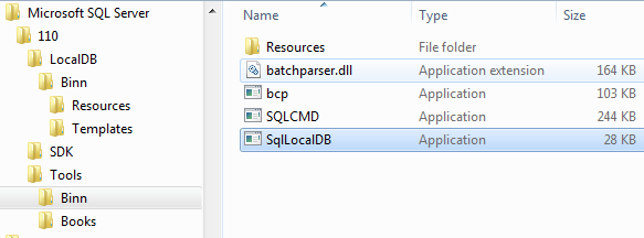 SQL Server LocalDB management utility SqlLocalDB.exe