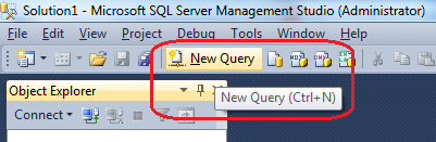 New Query button for DAC connection in SQL Server SSMS