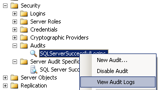 view Audit logs in SQL Server 2008