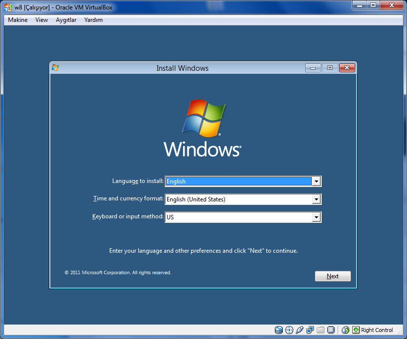choose language to install Windows 8 - screenshots