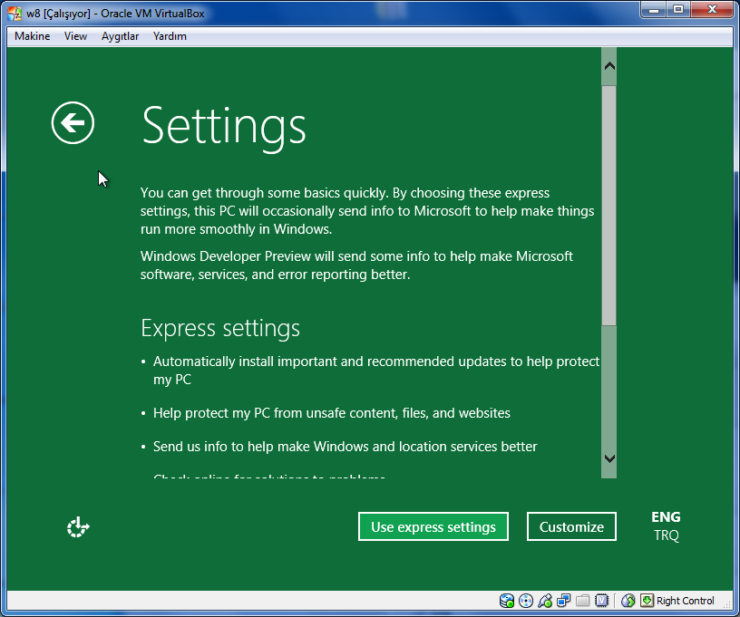 Windows 8 computer settings