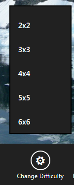 change game difficulty level in Windows 8 Tile Puzzle