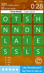 Wordament Windows 8 Phone game