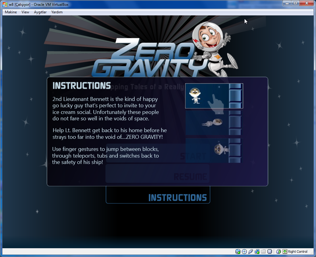 play Zero Gravity game - instructions