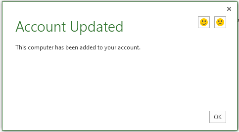 Microsoft Office 2013 account updated