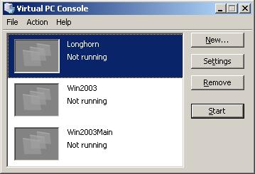 Virtual PC Console