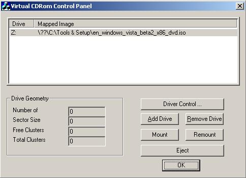 Virtual CD Rom Control Panel