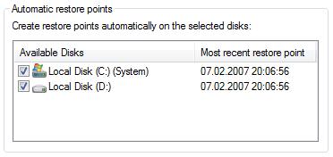 automatic restore points