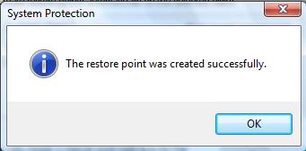 restore point creation