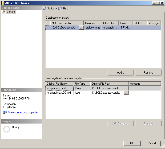 selected database files