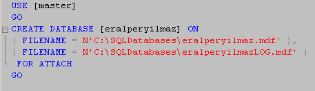 Attach database t-sql script
