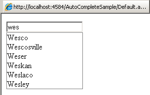 ASP.NET AjaxToolkit AutoComplete Extender Sample