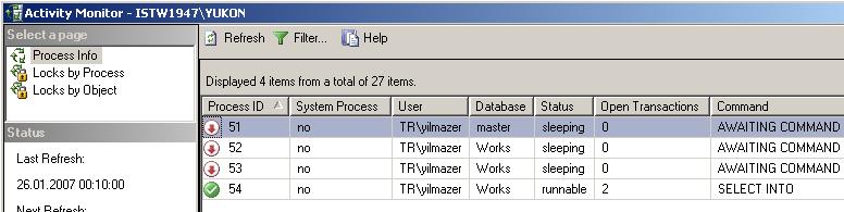 SQL Server Management Studio Activity Monitor