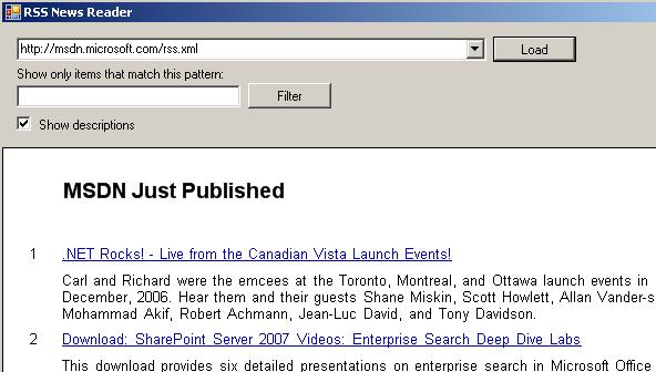 RSS News Reader with ReportViewer control