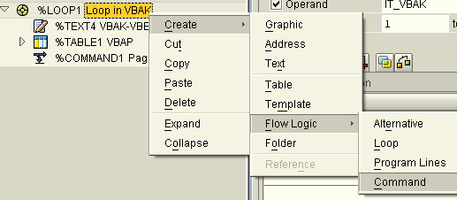 SAP Smartforms page break Create Flow Logic Command