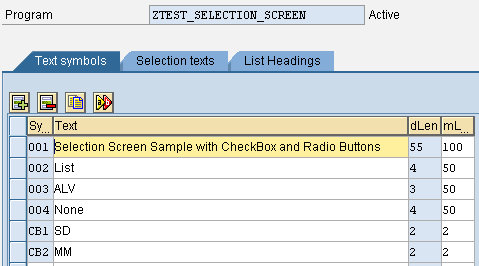 Selection Screen Text Symbols declaration