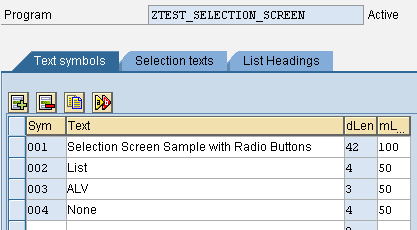 Text Symbols declaration