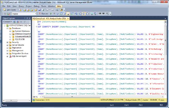 SQL Server table data script generation