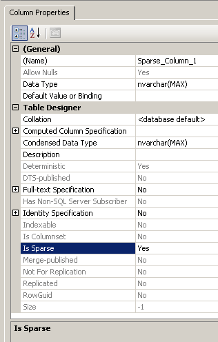 SQL Sparse Columns