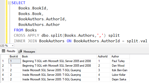 split comma seperated string on SQL Server database using split function with cross apply