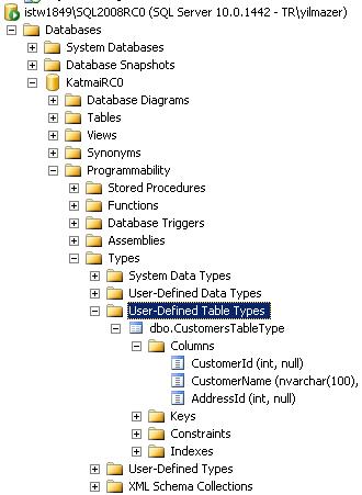 User Defined Table Types