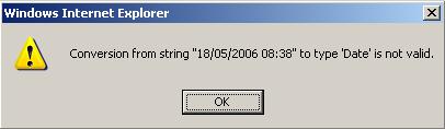 string to date conversion error