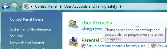 Windows Vista User Accounts Windows Vista User Accounts