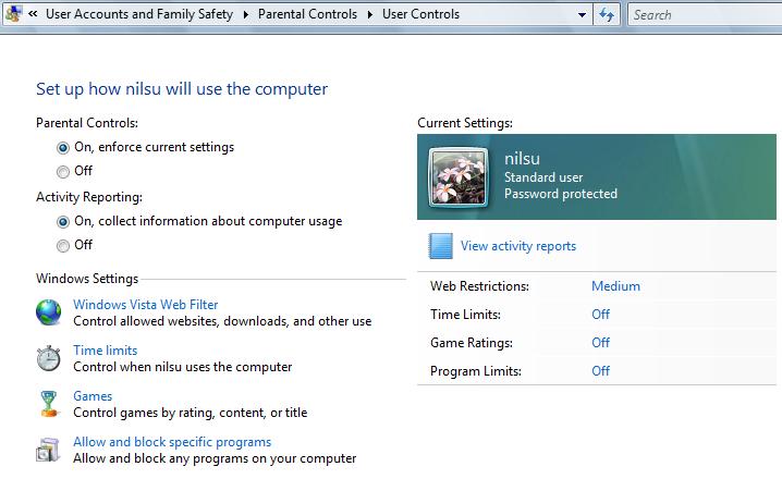 user controls for family safety