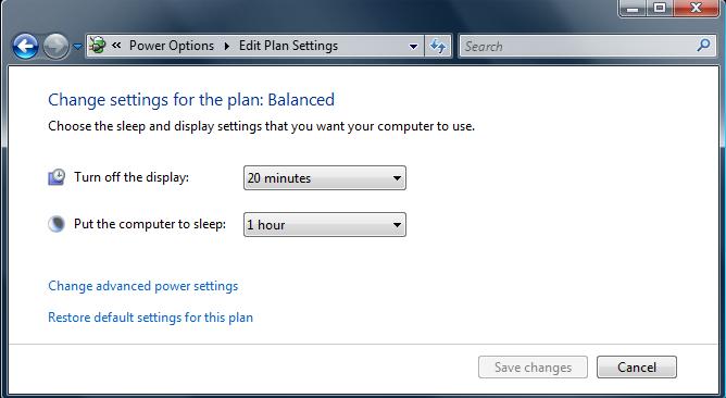 Vista Power Plans Edit Settings